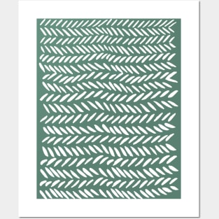 Knitting pattern - white on sage Posters and Art